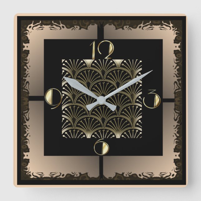 Art Deco Square Wall Clock (Front)