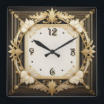 Art Deco Square Wall Clock<br><div class="desc">Great clock design. You will love it like others. Be free to use this design for other product you like or to customize and add your text. Follow me for more. Thank you. Have a nice day.</div>