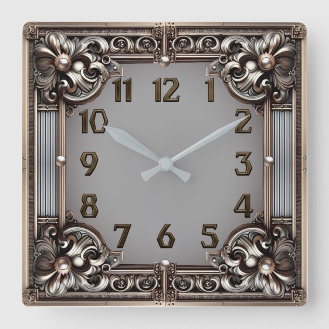 Art Deco Square Wall Clock (Front)