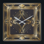Art Deco Square Wall Clock<br><div class="desc">Great clock design. You will love it like others. Be free to use this design for other product you like or to customize and add your text. Follow me for more. Thank you. Have a nice day.</div>