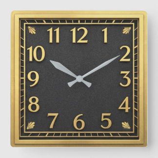 Art Deco Square Wall Clock