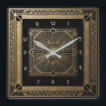 Art Deco Square Wall Clock<br><div class="desc">Great clock design. You will love it like others. Be free to use this design for other product you like or to customize and add your text. Follow me for more. Thank you. Have a nice day.</div>