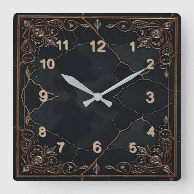 Art Deco Square Wall Clock (Front)