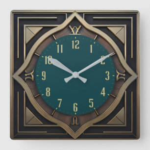 Art Deco Square Wall Clock