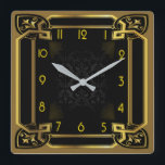 Art Deco Square Wall Clock<br><div class="desc">Great clock design. You will love it like others. Be free to use this design for other product you like or to customize and add your text. Follow me for more. Thank you. Have a nice day.</div>