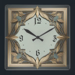 Art Deco Square Wall Clock<br><div class="desc">Great clock design. You will love it like others. Be free to use this design for other product you like or to customize and add your text. Follow me for more. Thank you. Have a nice day.</div>