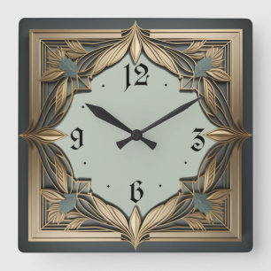 Art Deco Square Wall Clock