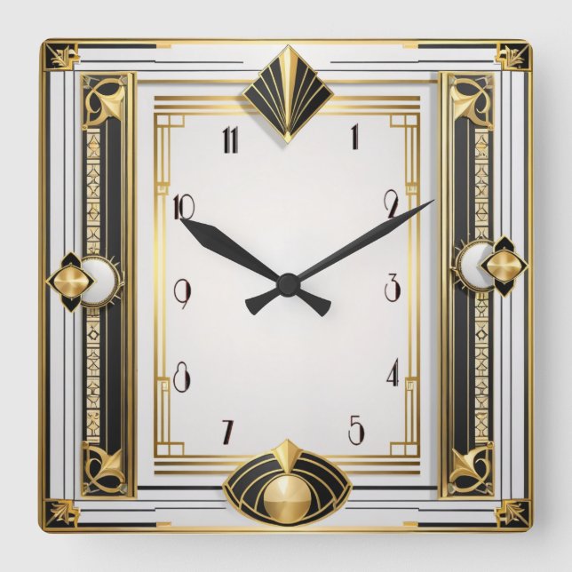 Art Deco Square Wall Clock (Front)