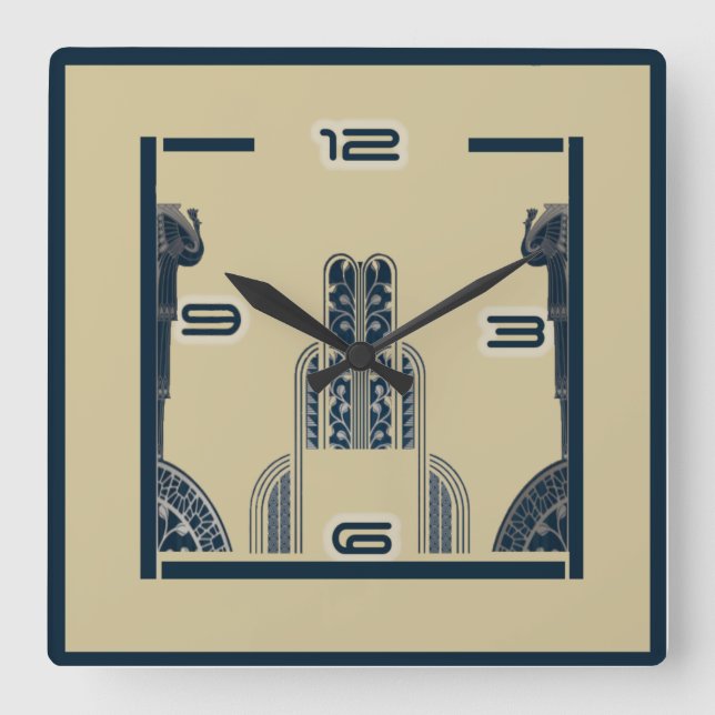 Art Deco Square Wall Clock (Front)
