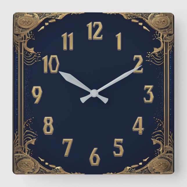 Art Deco Square Wall Clock (Front)