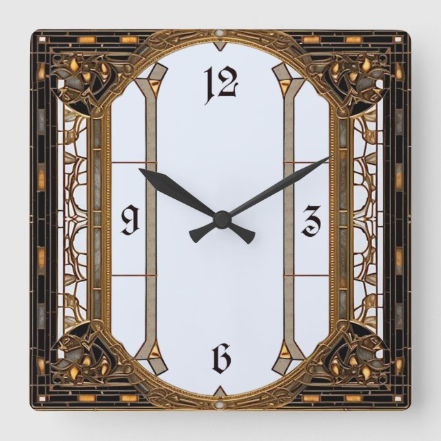 Art Deco Square Wall Clock (Front)