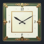 Art Deco Square Wall Clock<br><div class="desc">Great clock design. You will love it like others. Be free to use this design for other product you like or to customize and add your text. Follow me for more. Thank you. Have a nice day.</div>