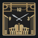 Art Deco Square Wall Clock<br><div class="desc">Great Art Deco clock design. You will love it like others. Be free to use this design for other product or to customize and add your text. Follow me for more. Thank you. have a nice day.</div>