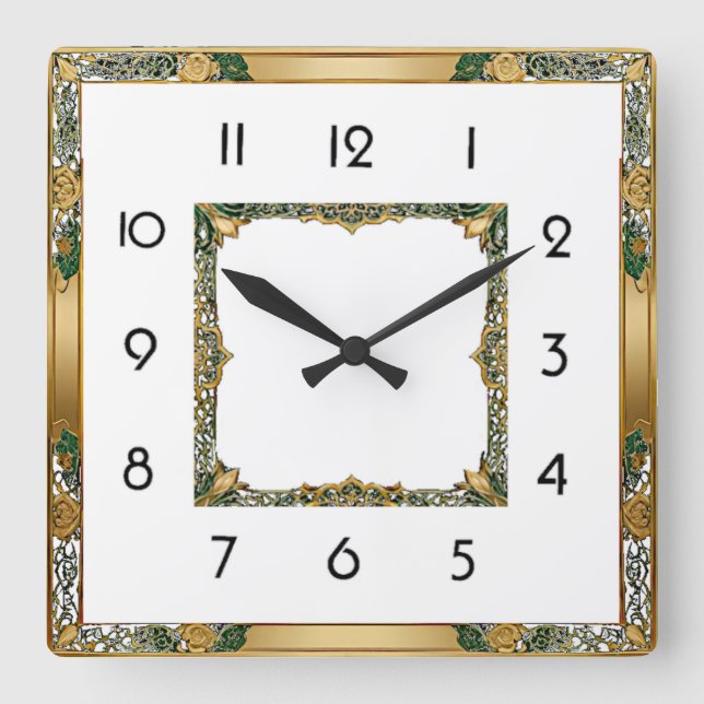 Art Deco  Square Wall Clock (Front)