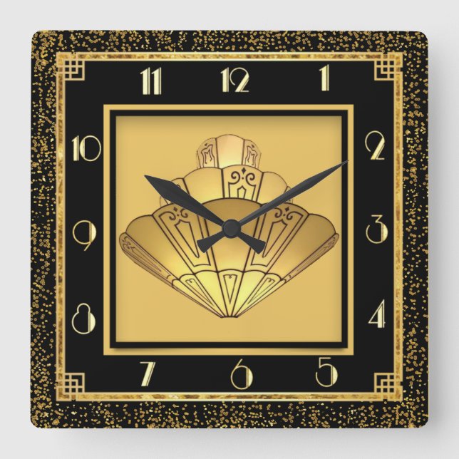Art Deco Square Wall Clock (Front)