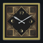 Art Deco Square Wall Clock<br><div class="desc">Great clock design. You will love it like others. Be free to use this design for other product you like or to customize and add your text. Follow me for more. Thank you. Have a nice day.</div>