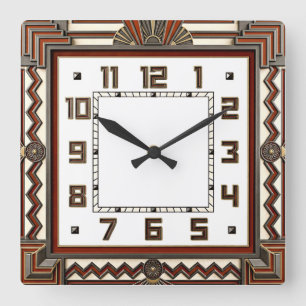 Art Deco Square Wall Clock