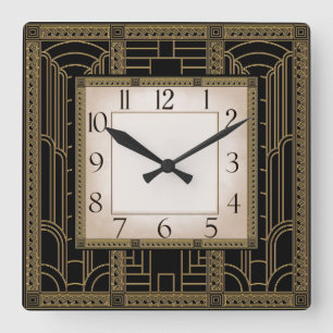 Art Deco Square Wall Clock