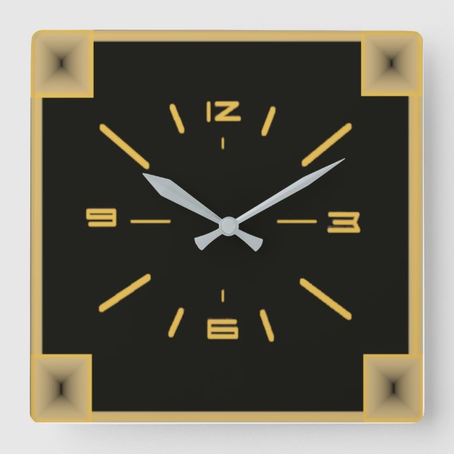 Art Deco Square Wall Clock (Front)