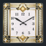 Art Deco Square Wall Clock<br><div class="desc">Great clock design. You will love it like others. Be free to use this design for other product you like or to customize and add your text. Follow me for more. Thank you. Have a nice day.</div>