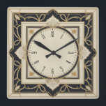 Art Deco Square Wall Clock<br><div class="desc">Great clock design. You will love it like others. Be free to use this design for other product you like or to customize and add your text. Follow me for more. Thank you. Have a nice day.</div>