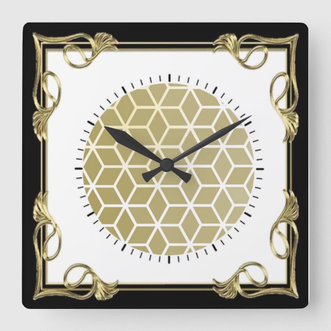 Art Deco Square Wall Clock (Front)