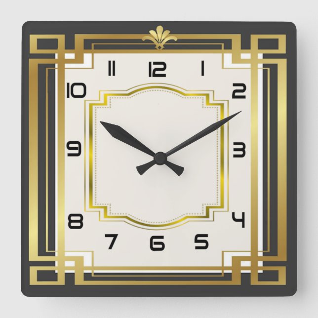Art deco square wall clock (Front)