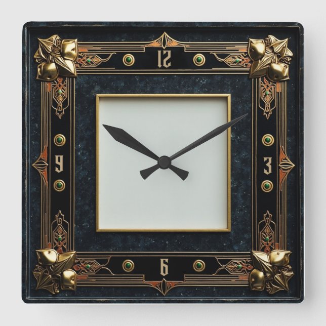 Art Deco Square Wall Clock (Front)