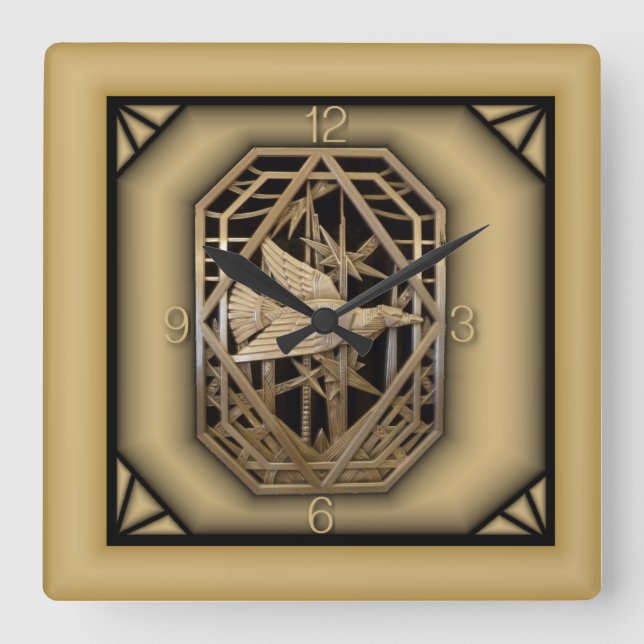 Art Deco Square Wall Clock (Front)