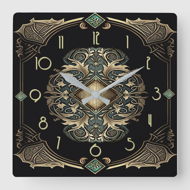 Art Deco Square Wall Clock (Front)