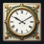 Art Deco Square Wall Clock<br><div class="desc">Great clock design. You will love it like others. Be free to use this design for other product you like or to customize and add your text. Follow me for more. Thank you. Have a nice day.</div>