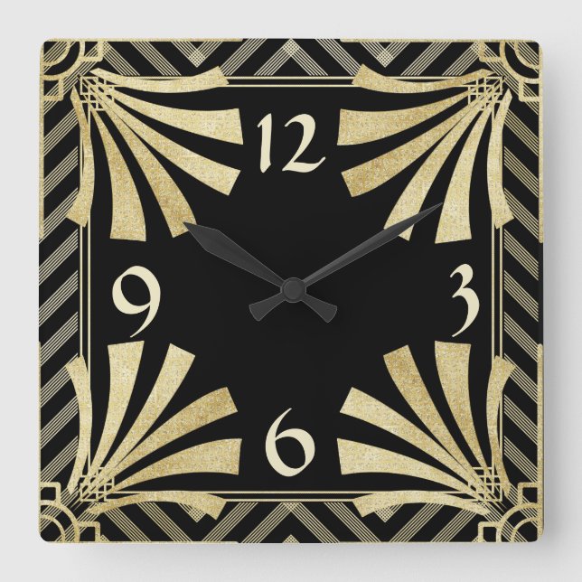 Art Deco Square Wall Clock (Front)