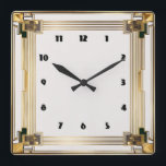Art Deco Square Wall Clock<br><div class="desc">Great clock design. You will love it like others. Be free to use this design for other product you like or to customize and add your text. Follow me for more. Thank you. Have a nice day.</div>