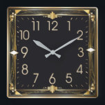 Art Deco Square Wall Clock<br><div class="desc">Great clock design. You will love it like others. Be free to use this design for other product you like or to customize and add your text. Follow me for more. Thank you. Have a nice day.</div>