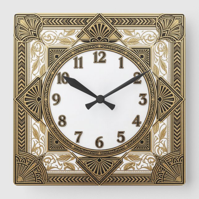 Art Deco  Square Wall Clock (Front)
