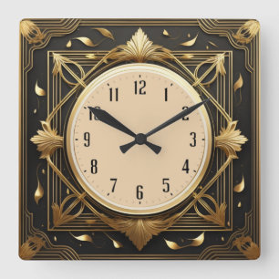 Art Deco Square Wall Clock