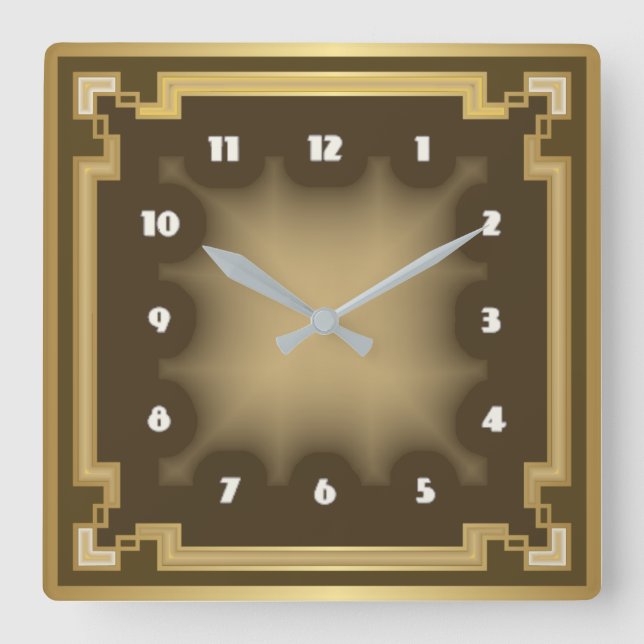 Art Deco Square Wall Clock (Front)