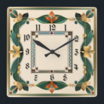 Art Deco Square Wall Clock<br><div class="desc">Great clock design. You will love it like others. Be free to use this design for other product you like or to customize and add your text. Follow me for more. Thank you. Have a nice day.</div>