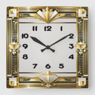 Art Deco Square Wall Clock