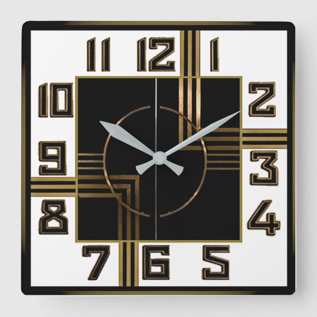 Art Deco Square Wall Clock (Front)