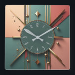 Art Deco Square Wall Clock<br><div class="desc">Great clock design.  You will love it like others. be free to use this design for other product you like or to customize and add your text. Follow me for more. Thank you. Have a nice day.</div>
