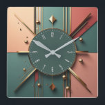 Art Deco Square Wall Clock<br><div class="desc">Great clock design.  You will love it like others. be free to use this design for other product you like or to customize and add your text. Follow me for more. Thank you. Have a nice day.</div>