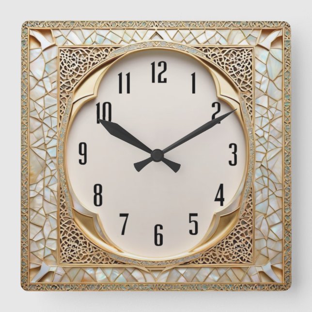 Art Deco Square Wall Clock (Front)