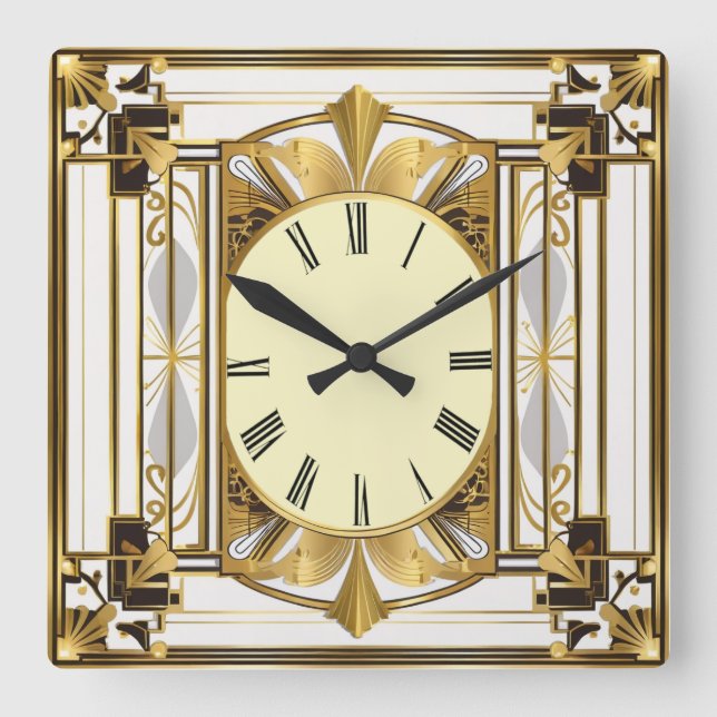 Art Deco Square Wall Clock (Front)