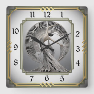 Art Deco Square Wall Clock