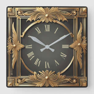 Art Deco Square Wall Clock