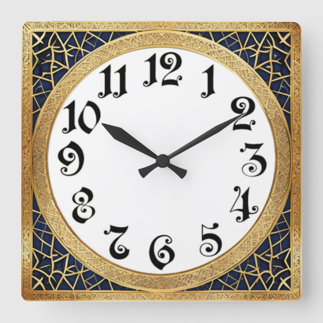 Art Deco Square Wall Clock (Front)