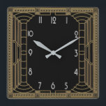 Art Deco Square Wall Clock<br><div class="desc">Great clock design. You will love it like others. Be free to use this design for other product you like or to customize and add your text. Follow me for more. Thank you. Have a nice day.</div>