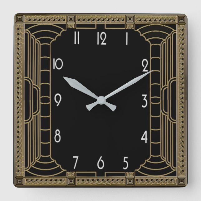 Art Deco Square Wall Clock (Front)