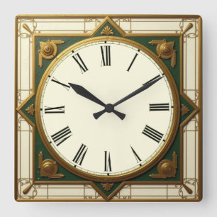 Art Deco Square Wall Clock